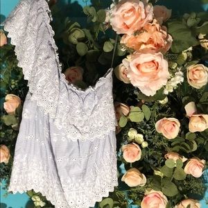 One shoulder seersucker essential top!